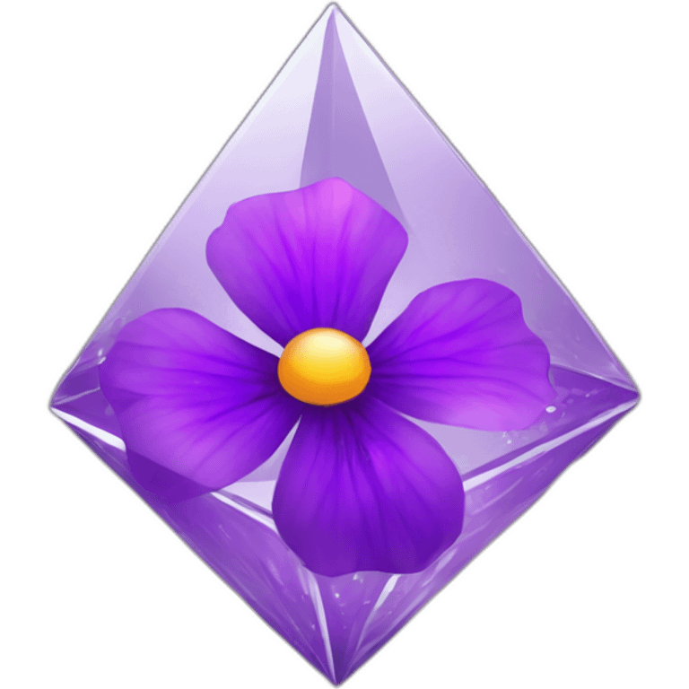 Purple flower in shiny glass octahedron emoji