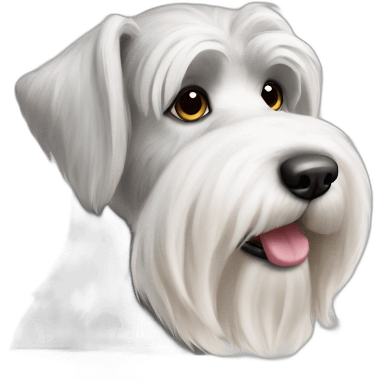 A white long haired schnauzer dog with floppy ears emoji