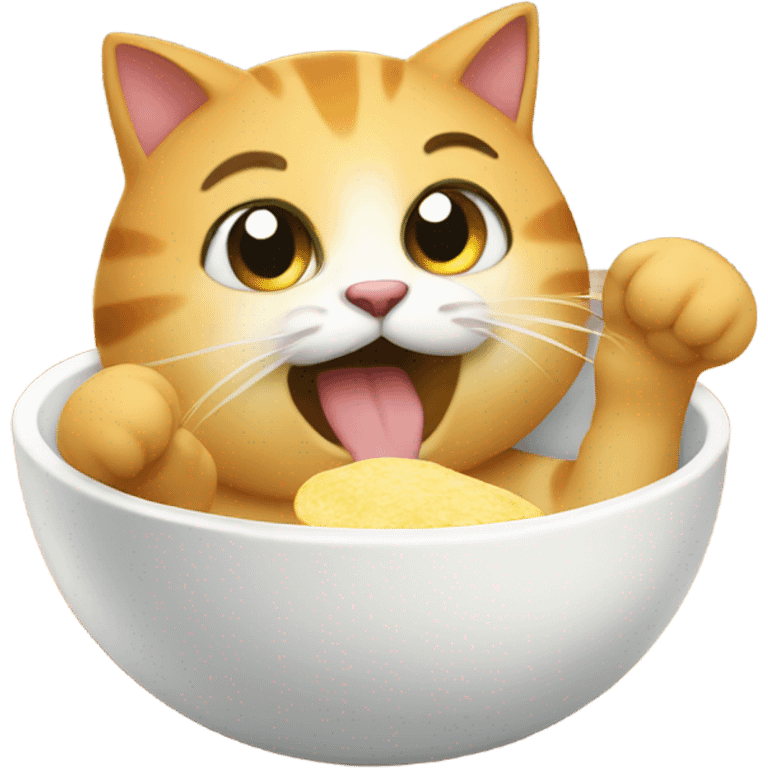 Cat eating poori emoji