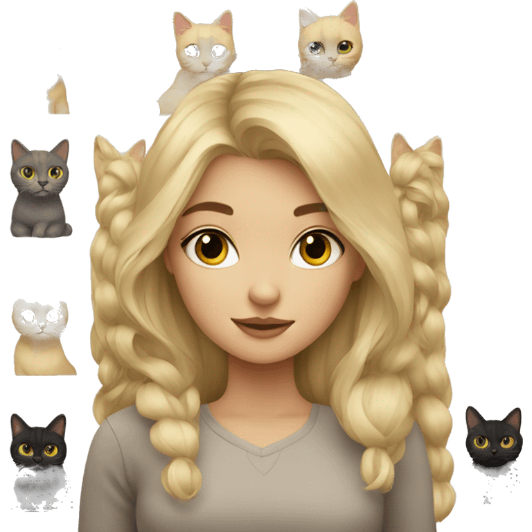 blonde girl with black cat emoji