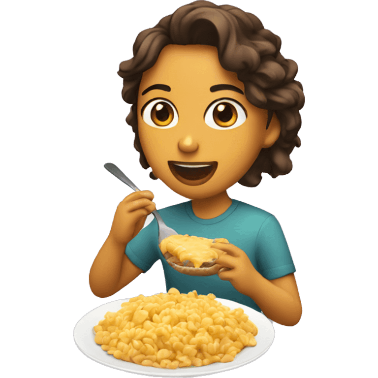 Chica rizada comiendo emoji