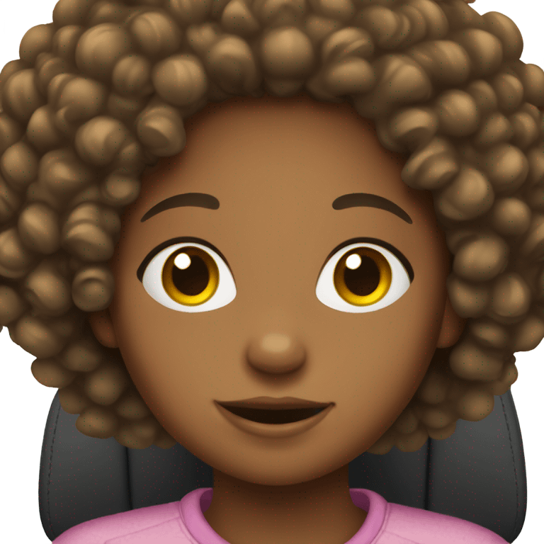 African American girl with curly hair in car emoji