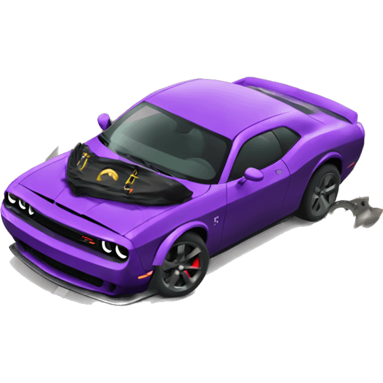 Dodge hellcat in a crash emoji