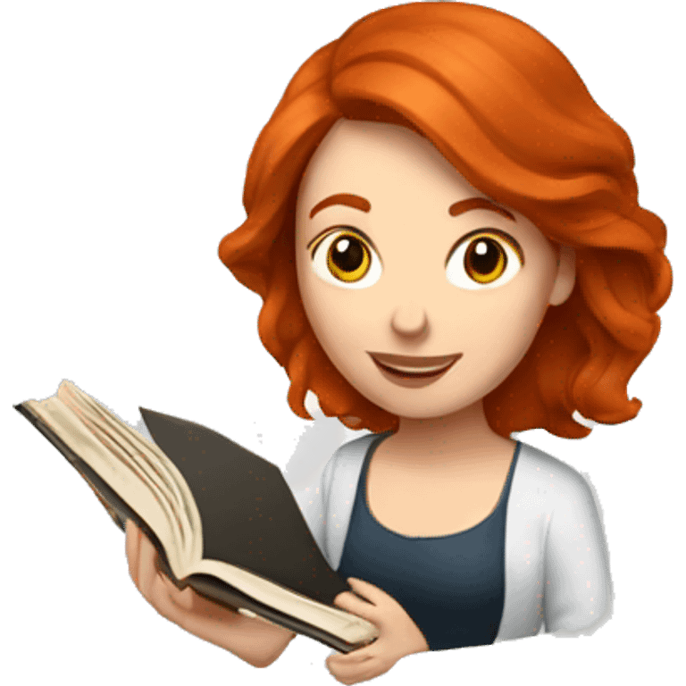 Redhead woman with book emoji