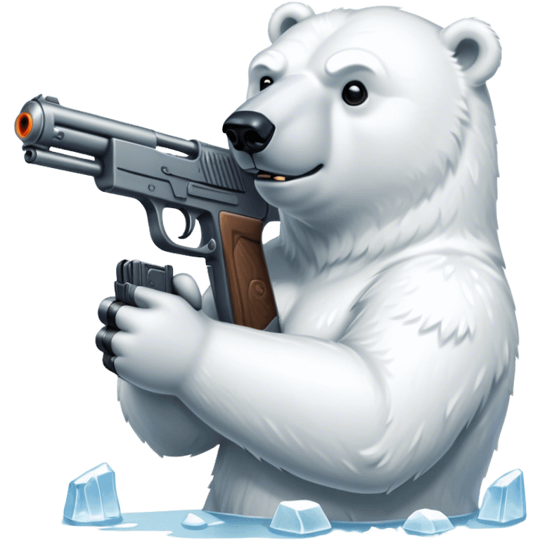 A polar bear with a gun emoji