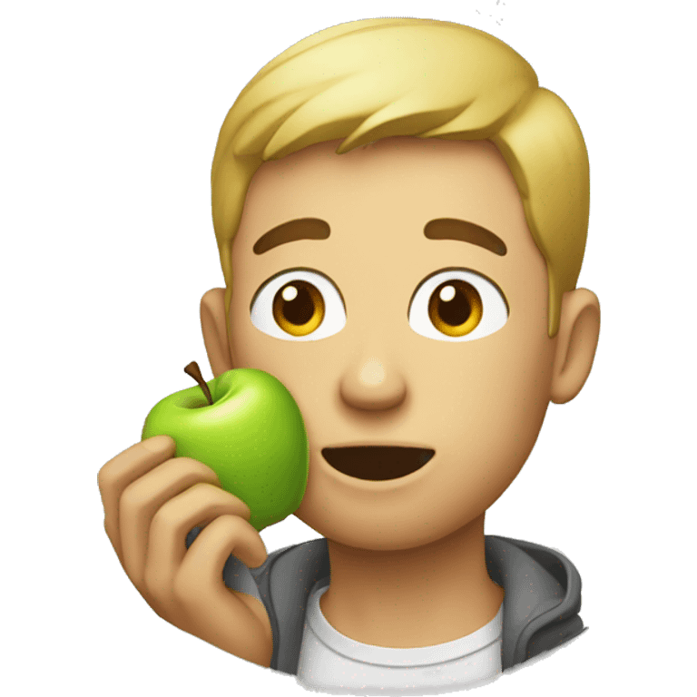 Men eating apple emoji