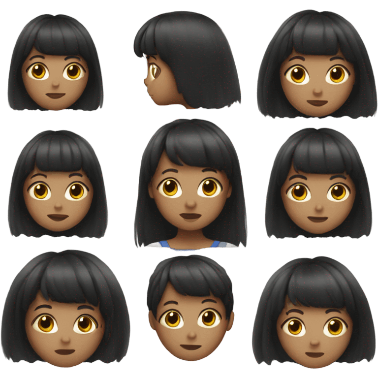 Girl with acne, black hair, and bangs  emoji