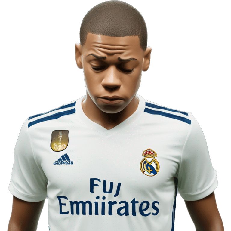 Mbappe sadness  in real madrid jersey emoji