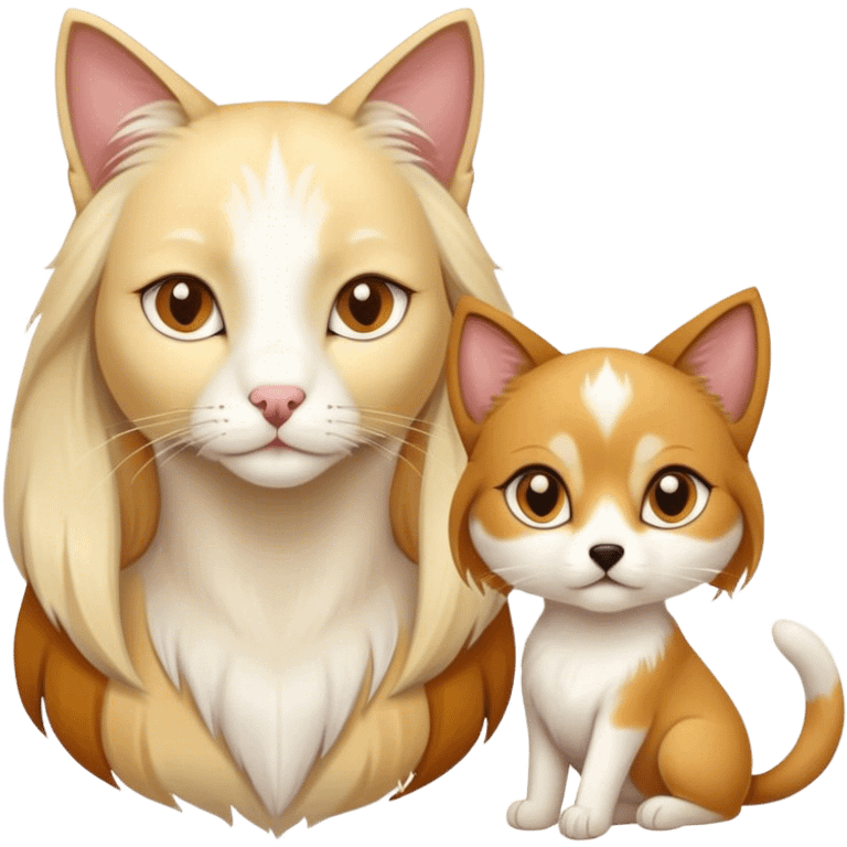 two cats(one is white, one is triple color) with a dog(golden sable color saluki) emoji