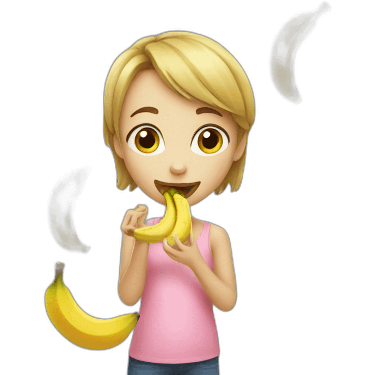 Girl eating a banana emoji