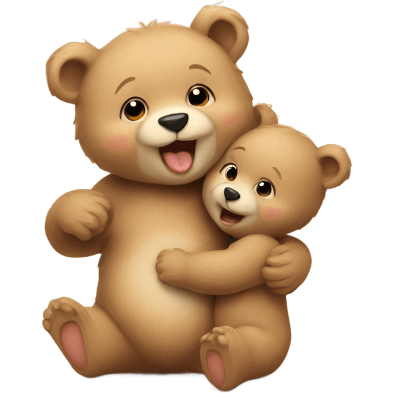 Baby bears playing and love emoji