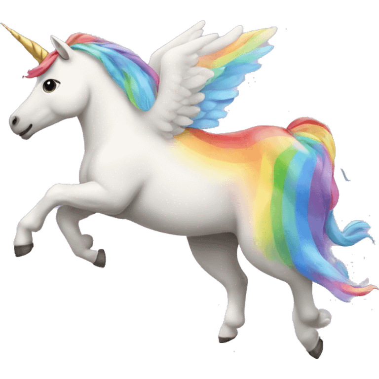 unicorn flies with rainbow emoji