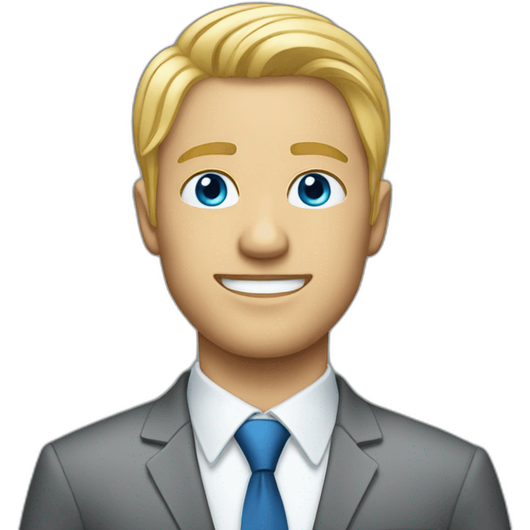 Man with blue eyes blond hair in the business suit  emoji