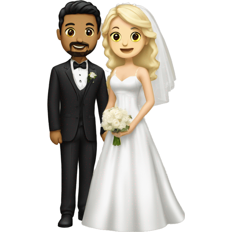 wedding couple groom has goatee and black hair. bride has blonde hair big boobs emoji