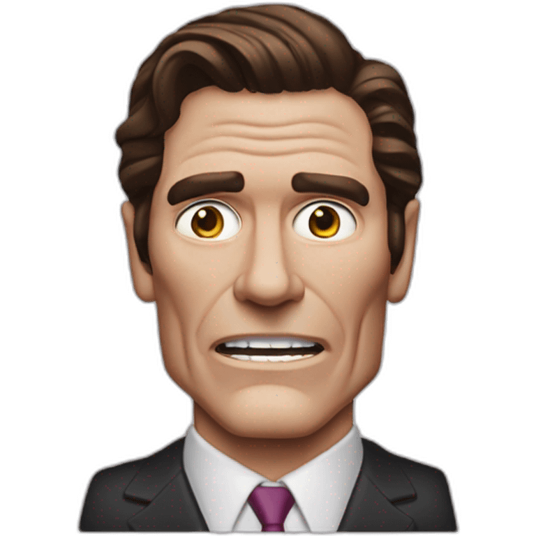 Patrick bateman, square jaw, grimace emoji