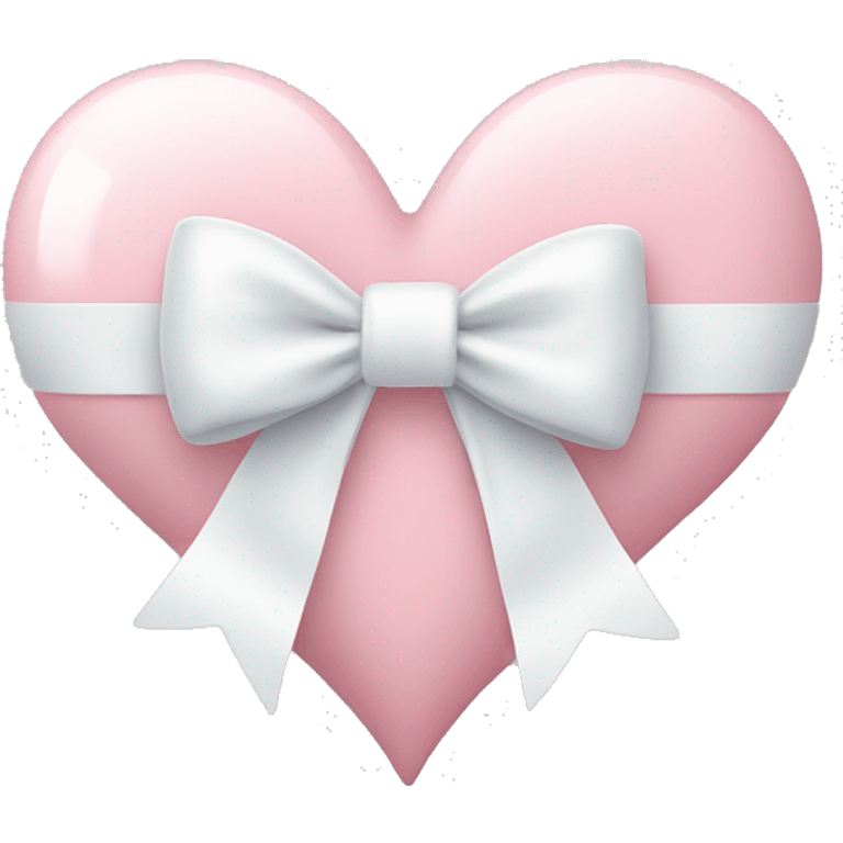 Pastel pink heart with white bow emoji