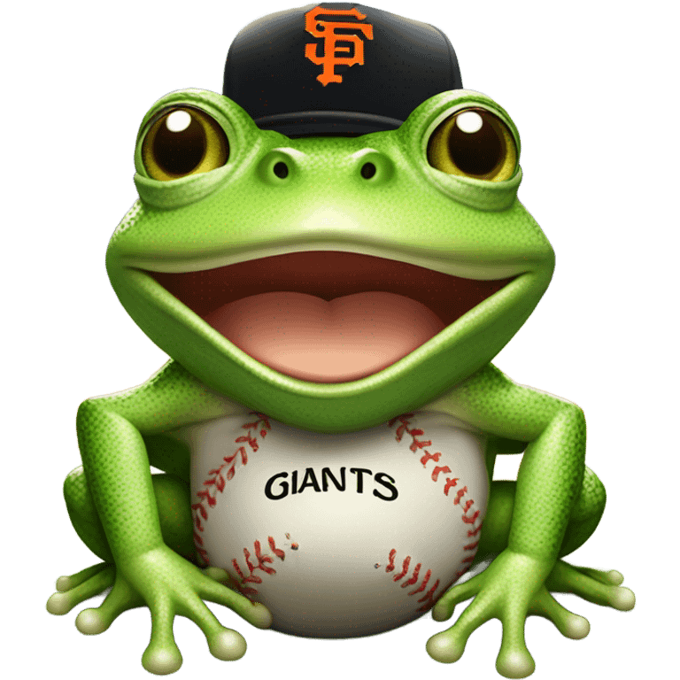 Green toad with San Francisco Giants hat emoji