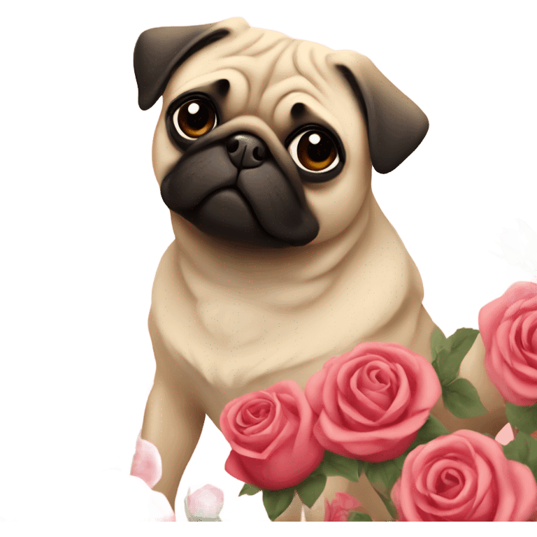 Pug with roses emoji