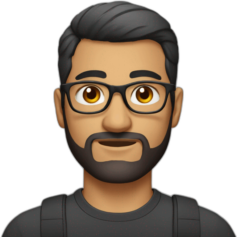 man with short haircut, honey eyes color, armenian traits, short beard and glasses emoji