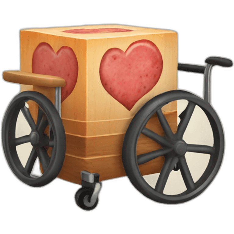 fresh meat cube on wooden wheelchair emoji