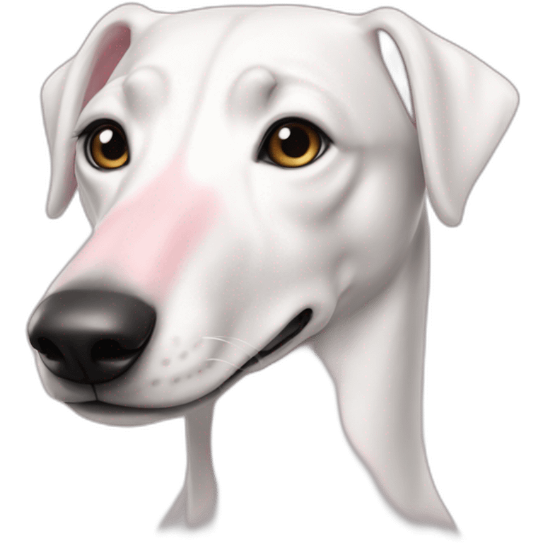 Dog galgo all white anda pink noise emoji