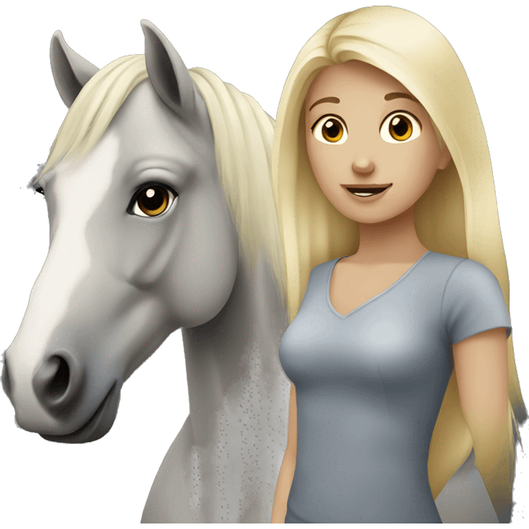 Blonde girl & grey horse emoji