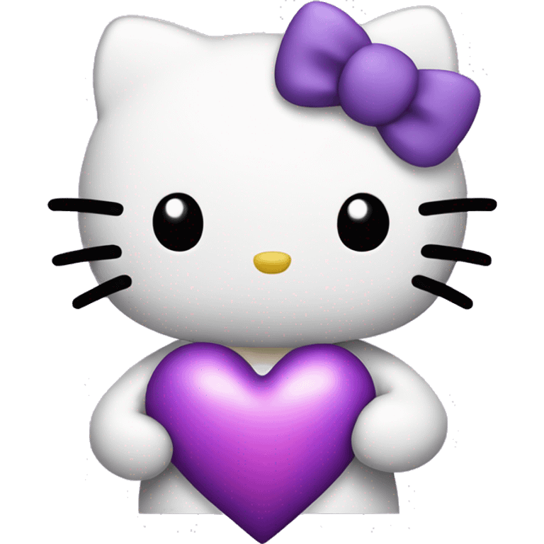 Hello kitty holding a purple heart emoji