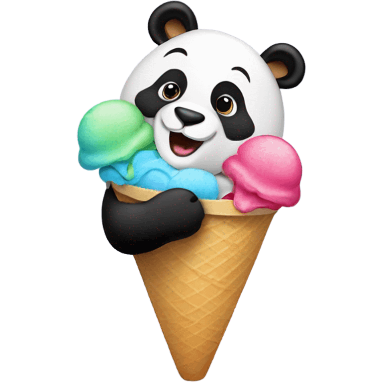 Panda eating ice cream emoji