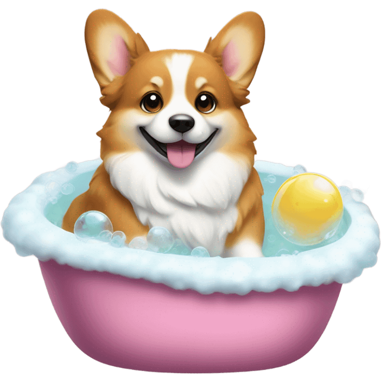 Corgi taking a bubble bath emoji