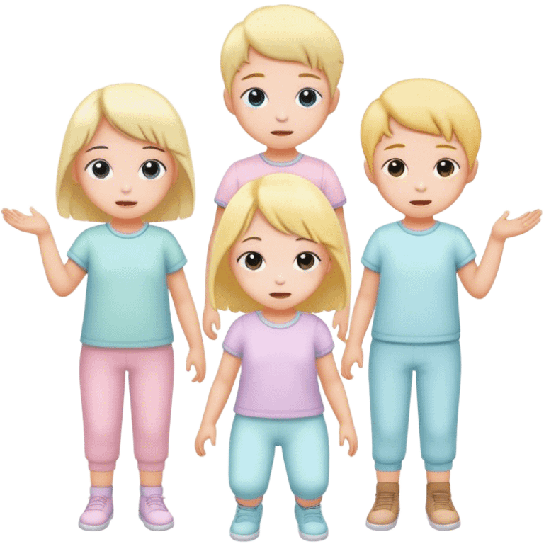 children in pastel clothes play emoji