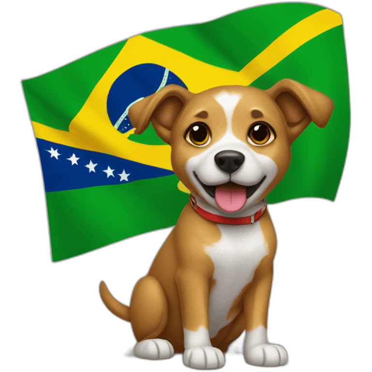 Stray-caramel-dog-holding-brazilian-flag emoji