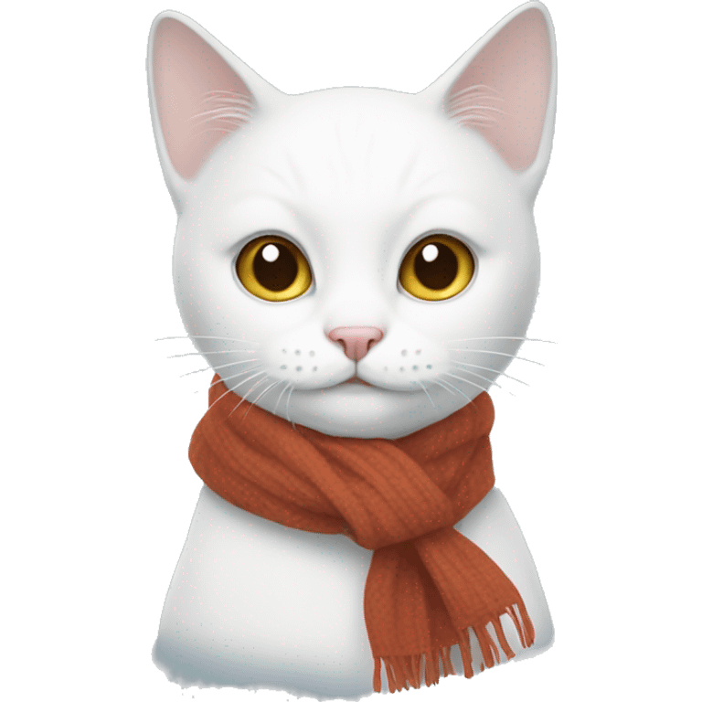 White cat wearing a scarf emoji