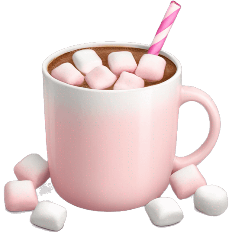 Light Pink mug of hot chocolate with marshmallows  emoji