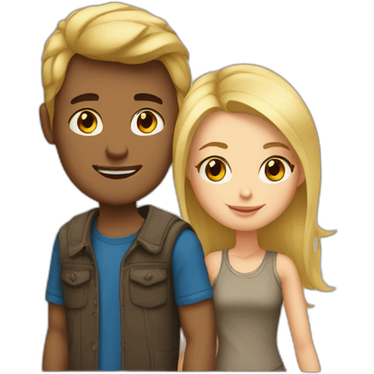 Mini blonde girlfriend with tall brown boy-friend  emoji