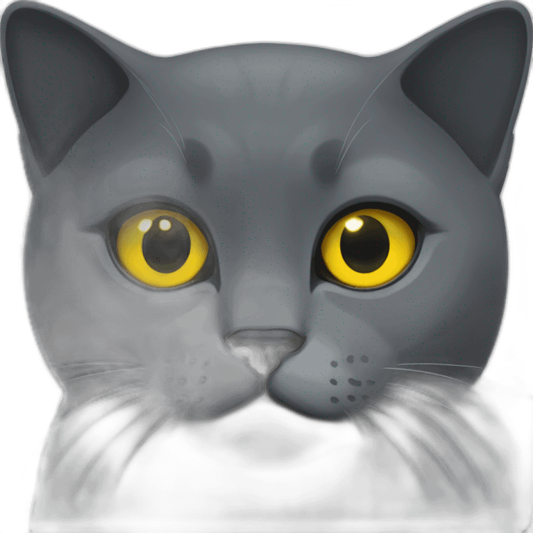 british shorthair cat in the Color dark black smoke with yellow eyes emoji