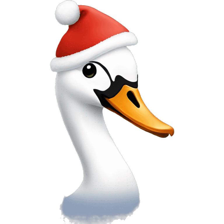 Swan with Christmas hat emoji