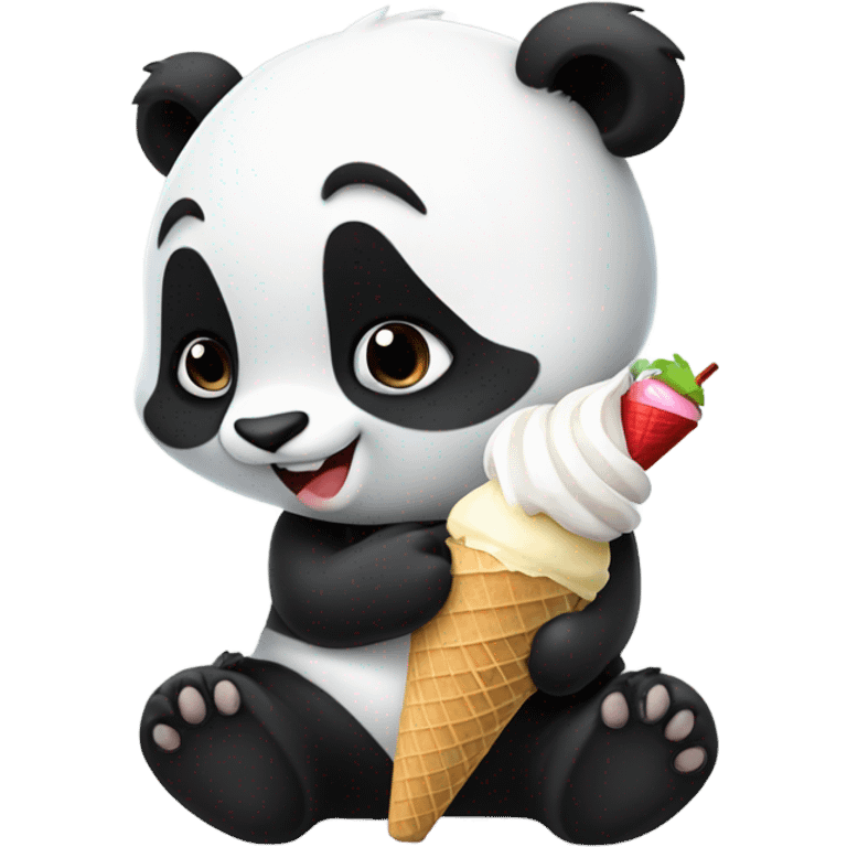 Panda eating ice cream emoji