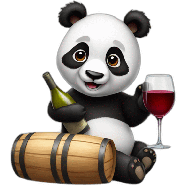 Panda bear with wine emoji