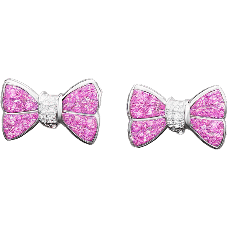 Silver diamond earrings￼ with a bow in pink emoji