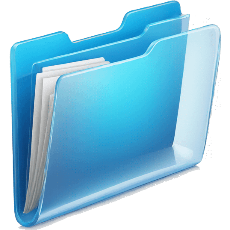 3d glass icon folder with documents in blue color emoji