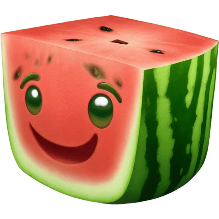 Cube shaped watermelon emoji