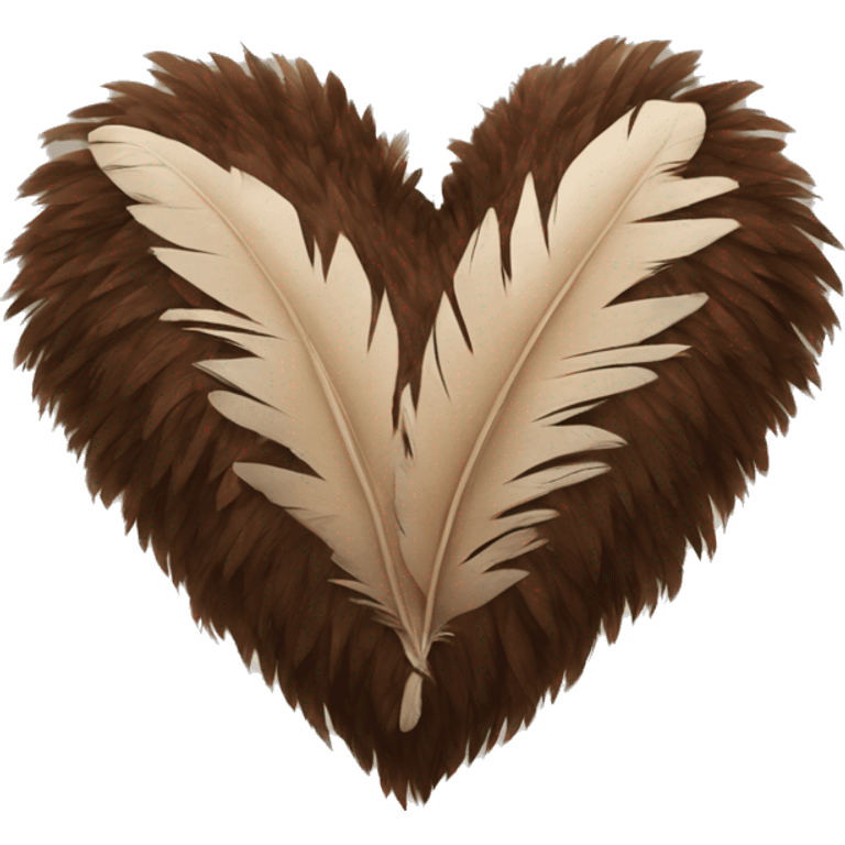 Brown heart made of turkey feathers emoji