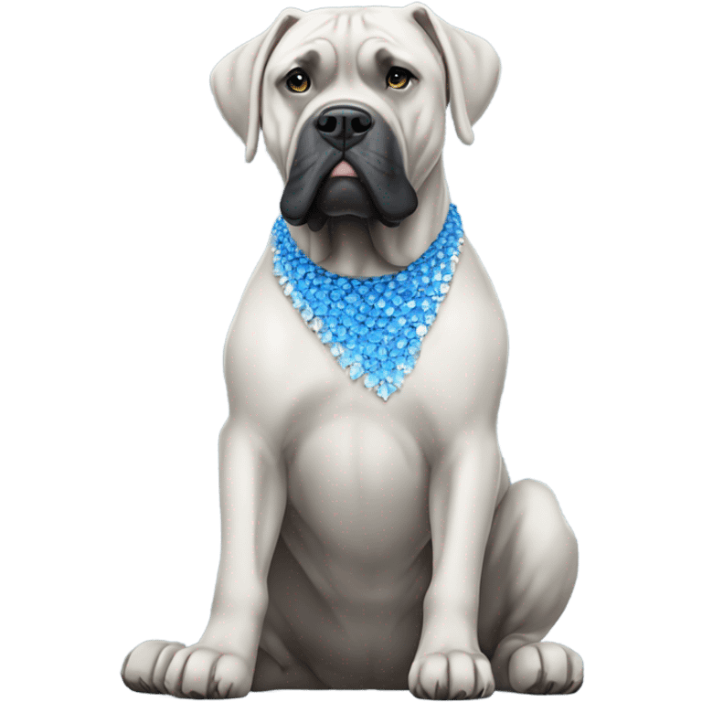 A white and blue Cane Corso sitting on diamonds. emoji