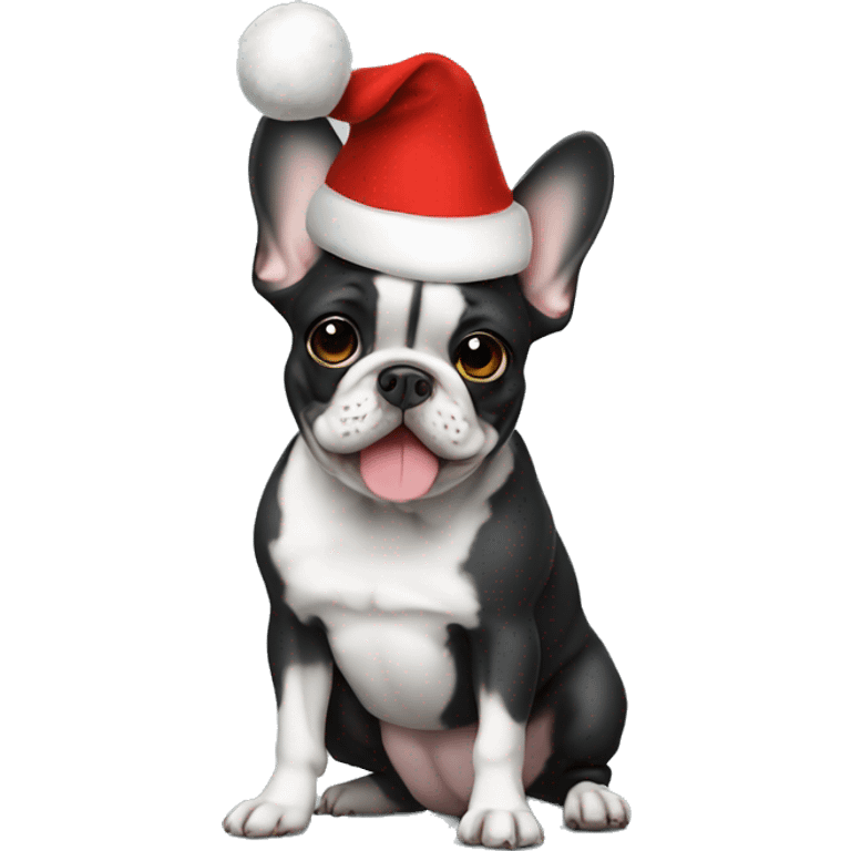 Frenchie with Santa hat emoji