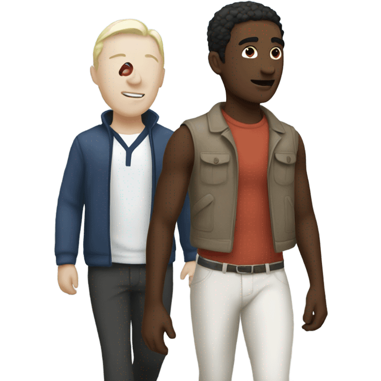 white skin man walking with his friend  emoji