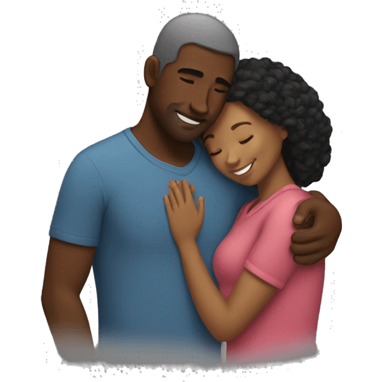 Cuddling (Caucasian man, black woman) emoji