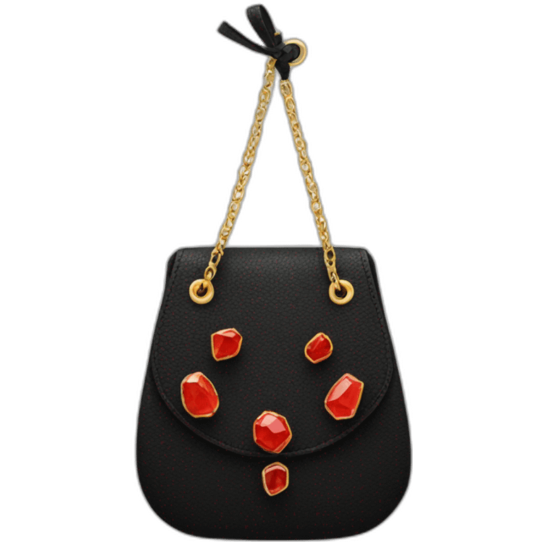 small black purse red stones emoji