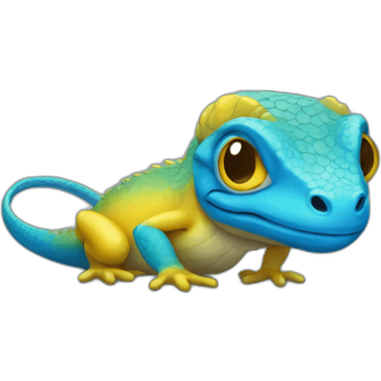 small blue LIZARD with yellow head emoji