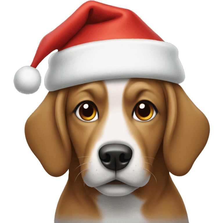 Dog wearing a Santa hat emoji