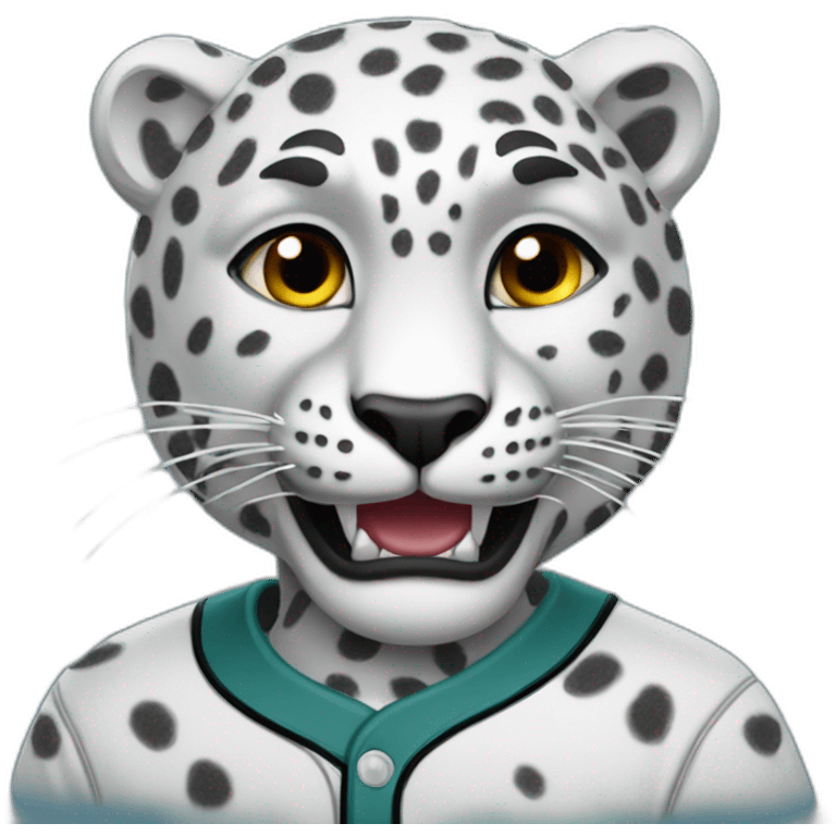 anthropomorohic baseball playing snow leopard emoji